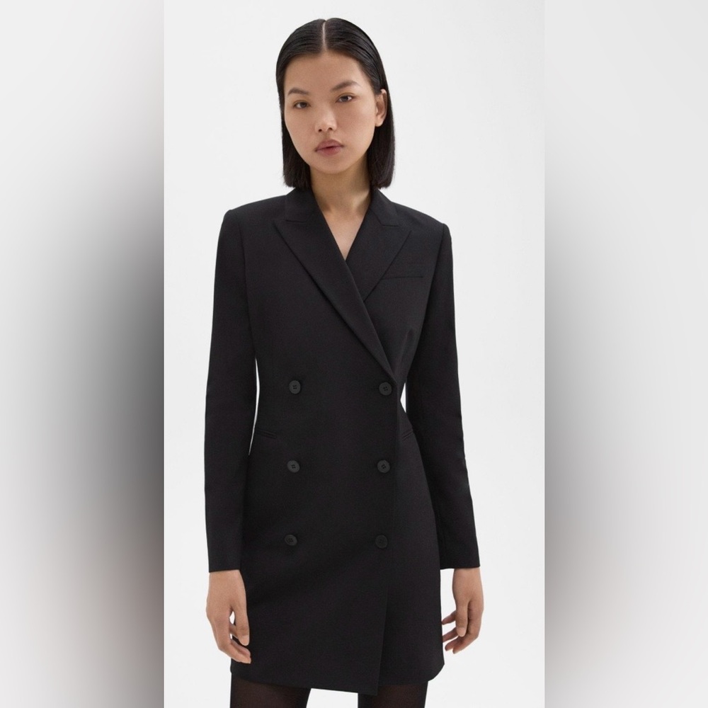 Theory Black Double-Breasted Blazer Dress
